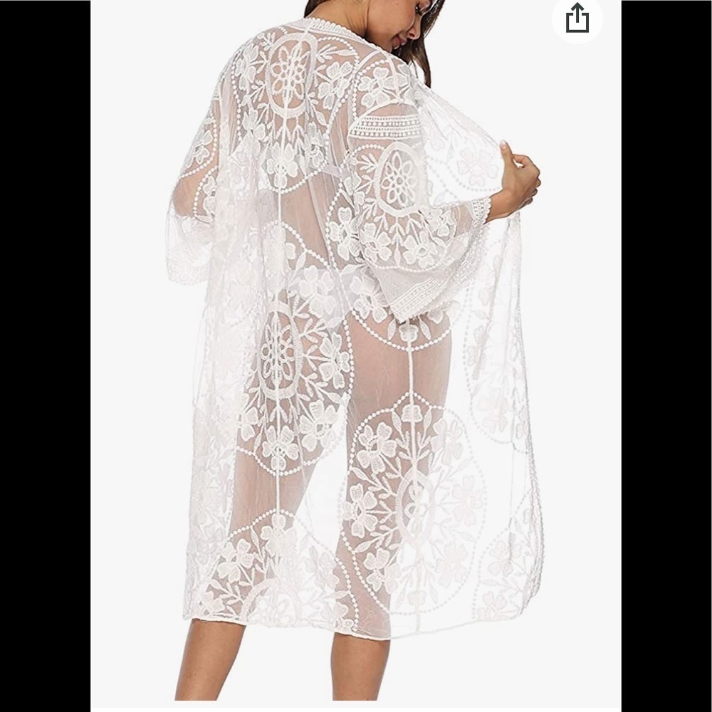 5.Lace Swim CoverUps  Cardigan Solitaire L